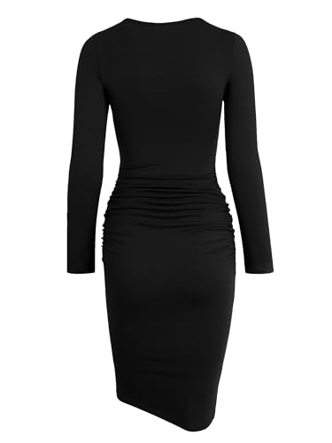 Women's Casual Long Sleeve Ruched Knee-Length Sundress