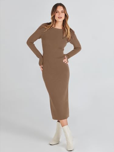 Cozy Ribbed Knit Dress for Women - Slim Fit Fall Chic