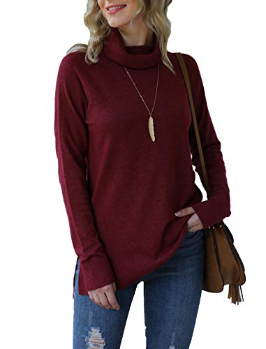HWOKEFEIYU Women's Fall Casual Turtleneck Sweater