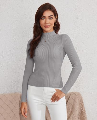 2024 Women's Long Sleeve Mock Neck Thermal Knit Tops