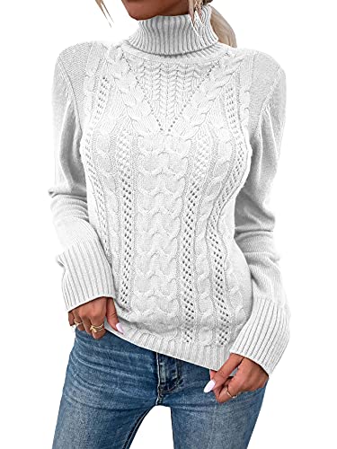 Cable Knit Turtleneck Sweater for Women Casual Wear