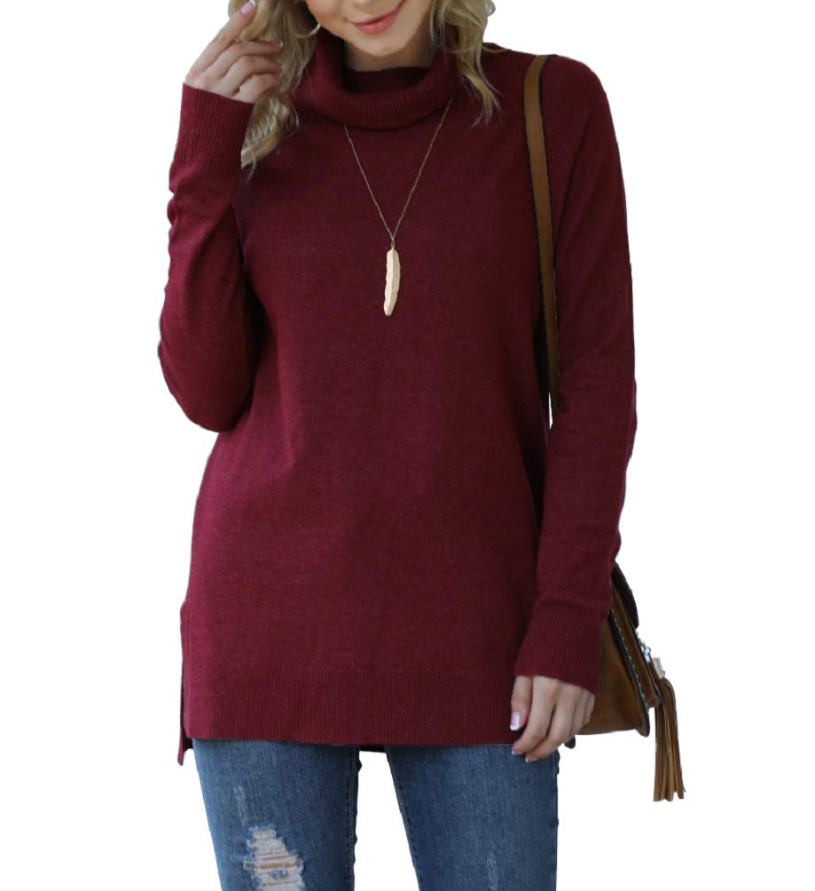 HWOKEFEIYU Women's Fall Casual Turtleneck Sweater